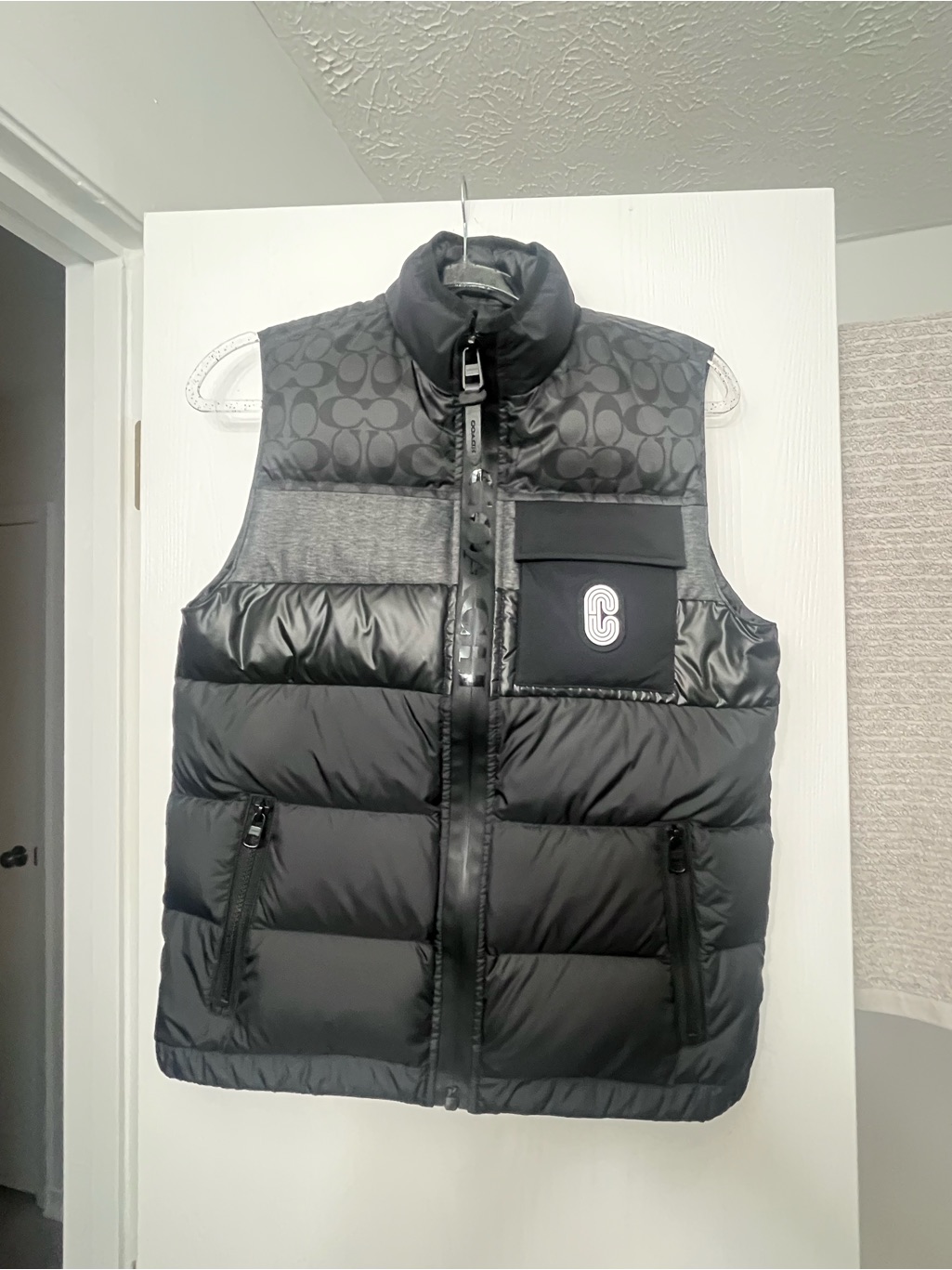 Coach Black Quilted Puffer Vest With Signature Lining